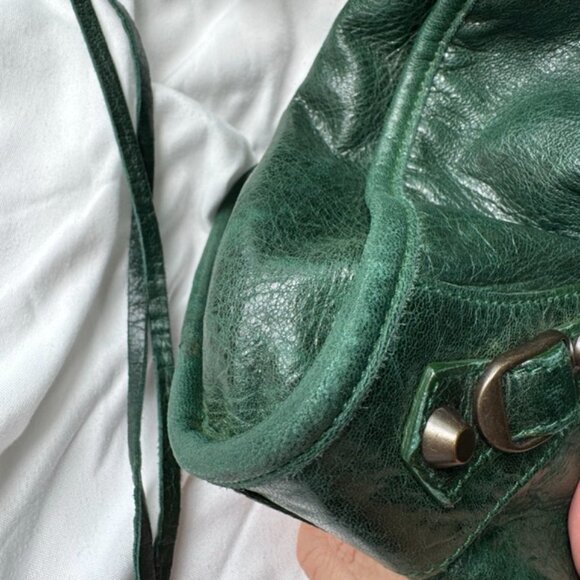 Auth F/W 2007 Balenciaga Pine Green Chevre Agneau City Shoulder Bag - Picture 12 of 16